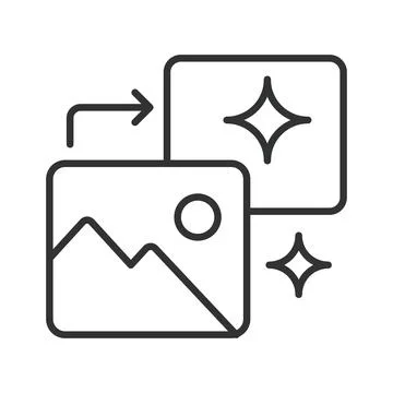 AI image editing, icon in line design. Smart photo editor, artificial Stock Illustration