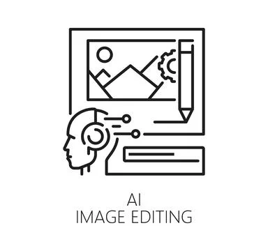 AI image editing technology thin line icon Stock Illustration