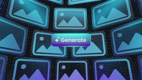 AI image generation concept showing a glowing Generate button Stock Footage 318236825