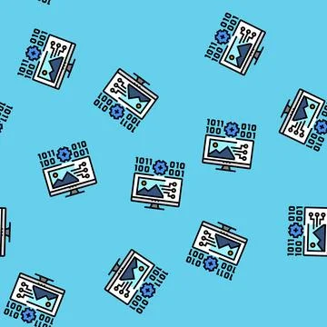Ai image generation future technology vector seamless pattern Stock Illustration