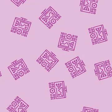 Ai image generation future technology line seamless pattern Stock Illustration