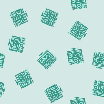 Ai image generation future technology glyph seamless pattern Stock Illustration