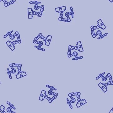 Ai image generation future technology line vector seamless pattern Stock Illustration