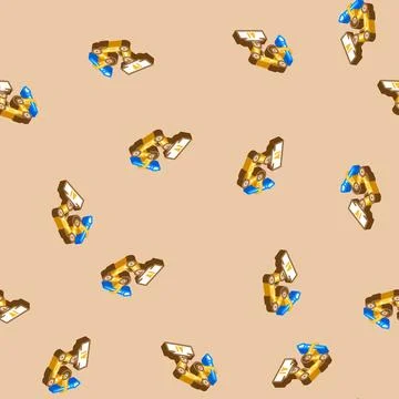 Ai image generation future technology isometric icon seamless pattern Stock Illustration