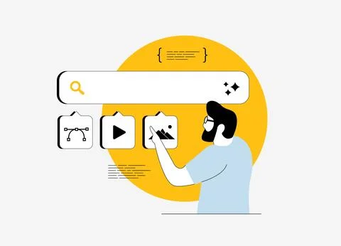AI image generation prompts for content creation including photo images, video Stock Illustration