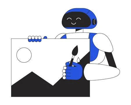 AI image generator duo color line concept vector spot illustration イラスト素材