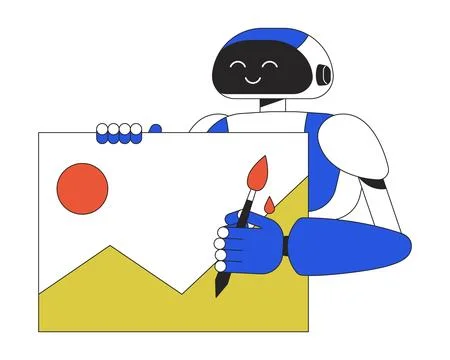 AI image generator line concept vector spot illustration イラスト素材