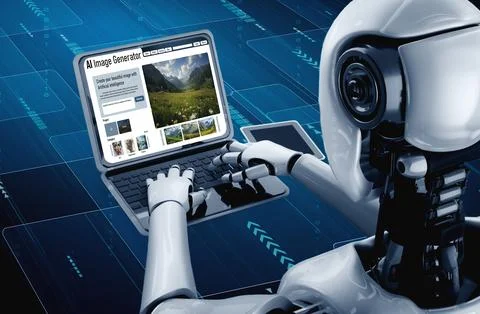 AI image generator software provide picture to users by text prompt snugly Stock Illustration