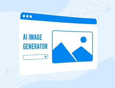 AI image generator window with line for entering text query and picture frame Stock Illustration
