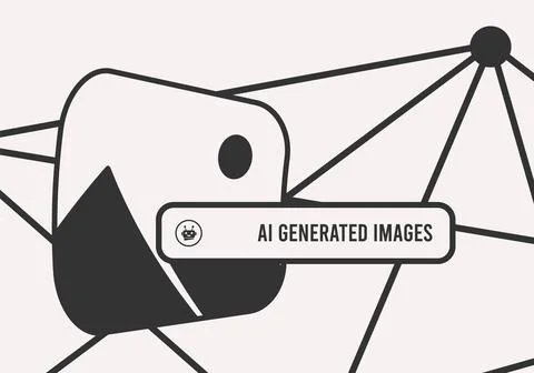 AI Image generator window powered by artificial intelligent has text query line Stock Illustration