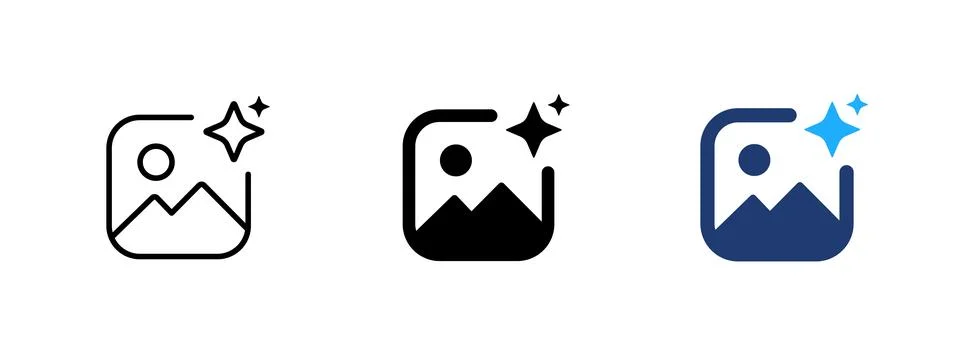 AI image icon. Artificial intelligence and generative image symbol. Digital.. Illustrazione stock