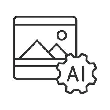 AI image processing, icon in line design. Computer vision, artificial Illustration