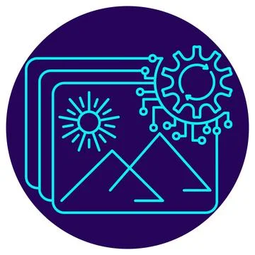 AI image processing icon. Vector pictogram with thin lines イラスト素材