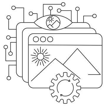 AI image recognition and processing icon Stock Illustration