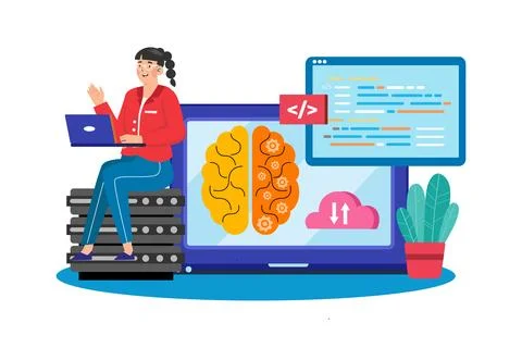 AI improves natural language processing. Stock Illustration