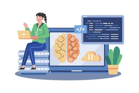 AI improves natural language processing. Stock Illustration