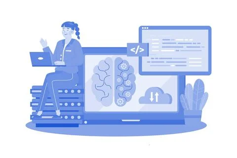 AI improves natural language processing. Stock Illustration