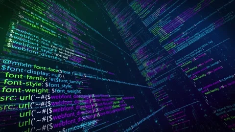 AI inference program code scrolling Video stock 328387714