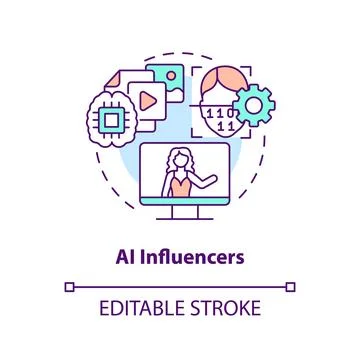 AI influencers concept icon Stock Illustration