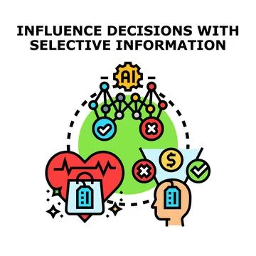 Ai influencing decisions with selective information strategy Illustrazione stock