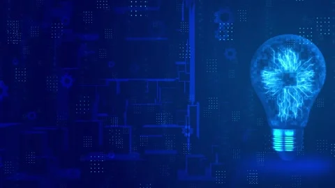 AI Innovation Concept with Digital Light Bulb and Chip 스톡 동영상 341363262