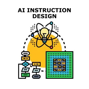 Ai instruction design process developing artificial intelligence Stock Illustration