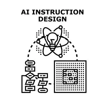 Ai instruction design process developing artificial intelligence Illustrazione stock