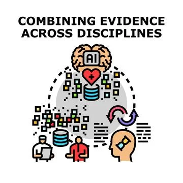 Ai integrating multidisciplinary evidence for collaborative research Stockillustratie