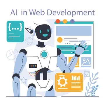 Ai integration. Artificial intelligence and human synergy. Neural network Stockillustratie