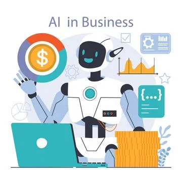 Ai integration. Artificial intelligence and human synergy. Neural network 스톡 일러스트