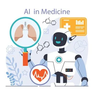 Ai integration. Artificial intelligence and human synergy. Health-focused Stock Illustration