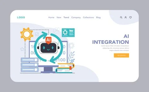 Ai integration. Artificial intelligence and human synergy. Neural network Stockillustratie