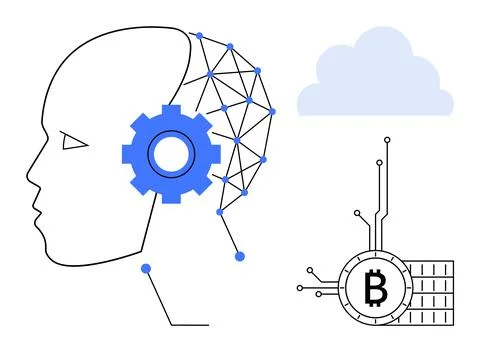 AI Integration with Blockchain Technology and Cloud Computing Stock Illustration