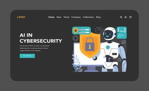 Ai integration dark or night mode web, landing. Artificial intelligence 스톡 일러스트