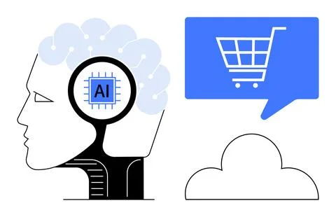 AI Integration in E-Commerce Platforms for Enhanced Shopping Experience 스톡 일러스트