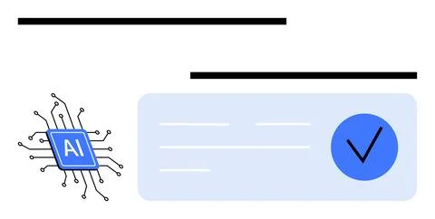 AI Integration Verification Process with Check Mark Confirmation and Circui.. Stock Illustration