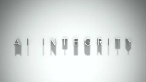 Ai integrity 3D title animation with shadows on a white background Stock Footage 298004336