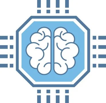 Ai Intelligence with Brain Symbol, Digital Circuit Board, circuit board, se.. Illustrazione stock