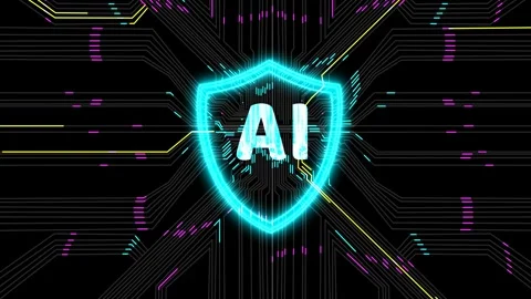 AI intelligent chip powerful shield nanoprocesser circuit on the black screen Stock Footage 271076823