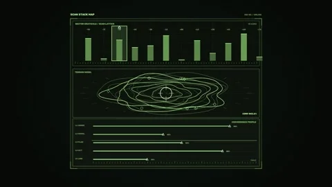 AI Intelligent Systems Scan Map HUD Seamless Loop Stock Footage 342126669