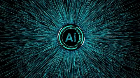 AI Interface with Circular Graphic and Radiating Data Lines Stock Footage 339267479