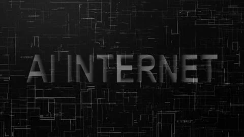 AI internet text technology data line black white イラスト素材