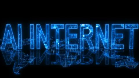 AI internet text technology earth map glow Stock Illustration