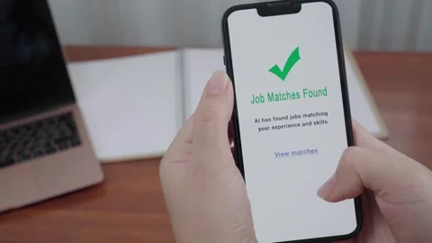 AI Job Matching App Confirmation Screen on Smartphone in Hand Stock Footage 343971503
