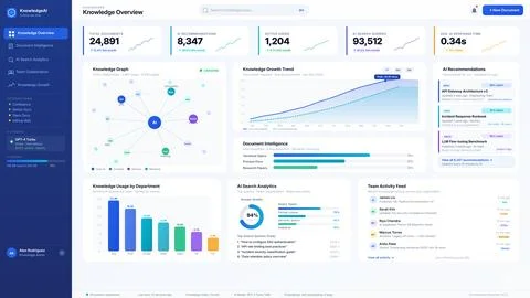 AI Knowledge Hub Dashboard Vector Centralized Intelligence 库存插图