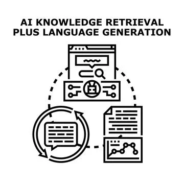 Ai knowledge retrieval and language generation system Illustrazione stock