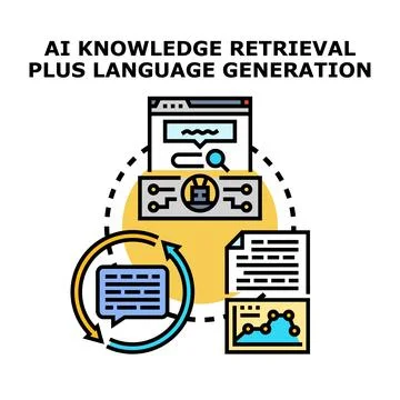 Ai knowledge retrieval and language generation system Stock Illustration