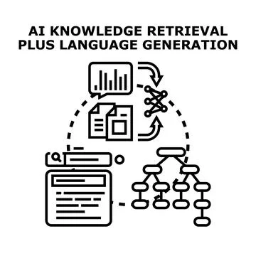 Ai knowledge retrieval and language generation process Stock Illustration