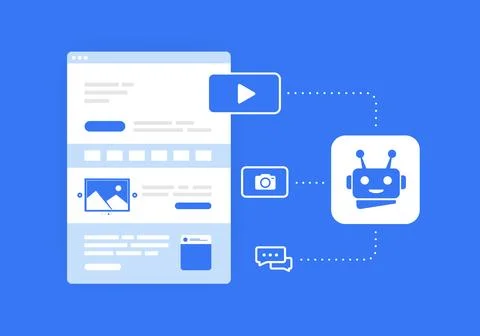 AI Landing Page Builder Generation Tools concept. Create website with no-code Stock Illustration