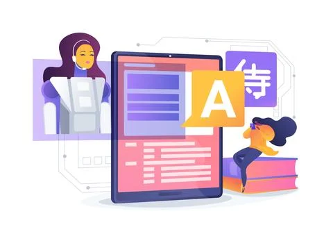 AI in Language Learning abstract concept vector illustration. Illustrazione stock